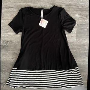Zenana Premium Black Tunic With White Stripe Detail